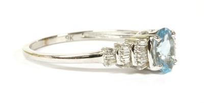 Lot 158 - A white gold aquamarine and diamond ring
