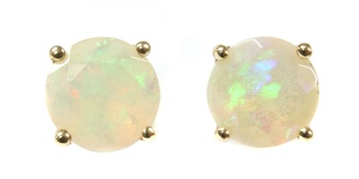 Lot 330 - A pair of gold single stone opal stud earrings