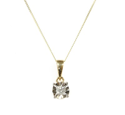 Lot 133 - A gold single stone diamond pendant