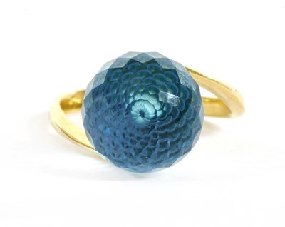 Lot 256 - A Russian gold blue topaz ring