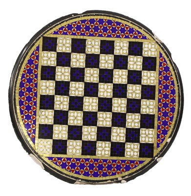 Lot 349 - A mirror mosaic chessboard table top