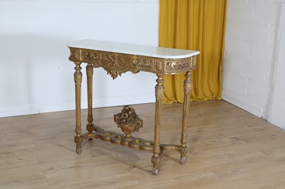 Lot 192 - A French Louis XVI-style giltwood console table