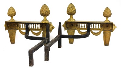 Lot 200 - A pair of French Louis XVI-style gilt bronze chenets