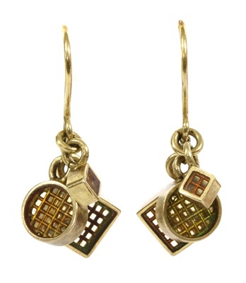 Lot 38 - A pair of silver gilt drop earrings