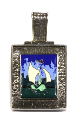 Lot 404 - A Swedish silver enamel locket pendant