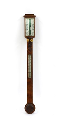 Lot 348 - A Victorian walnut stick barometer