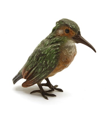 Lot 125 - A cold painted bronze kingfisher