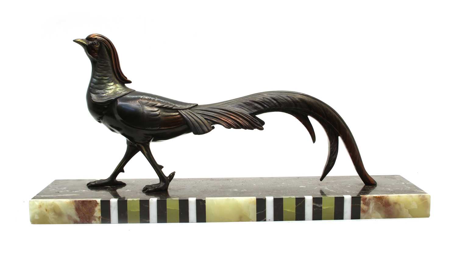 Lot 177 - An Art Deco spelter model of a golden pheasant