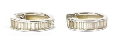 Lot 93 - A pair of white gold diamond set hoop earrings