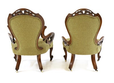 Lot 363 - A pair of Victorian walnut armchairs
