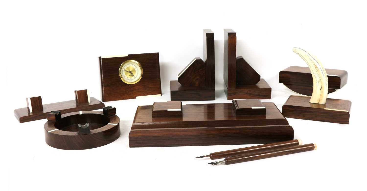 Lot 115 - A French Art Deco rosewood and ivory mounted desk set