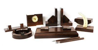 Lot 115A - A French Art Deco rosewood and ivory mounted desk set