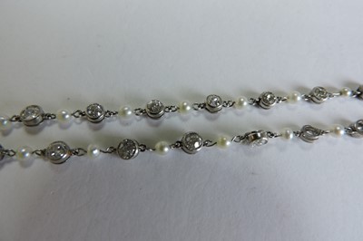 Lot 145 - A platinum diamond and seed pearl necklace