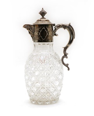 Lot 1 - A Victorian cut glass and silver plated claret jug