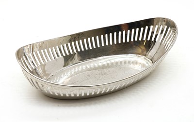 Lot 23 - An oval boat shaped silver bread dish