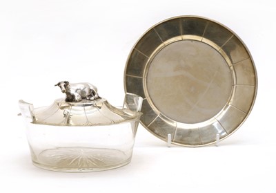 Lot 24 - A Victorian silver and glass butter dish cover and stand