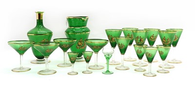 Lot 136 - A group of Czech greens and gilt glasses