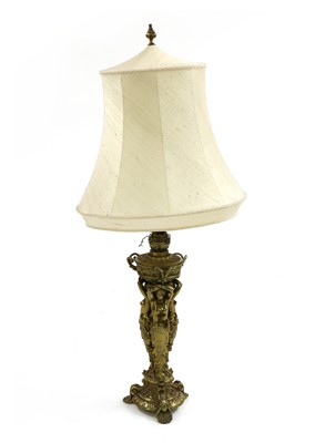 Lot 338 - A large late Victorian gilt metal lamp