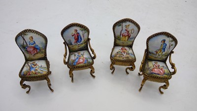 Lot 121 - A group of Vienesse enamel tables and chairs
