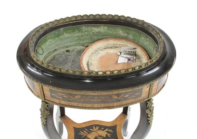 Lot 269 - A late Victorian bronzed and inlaid jardiniere stand with cover