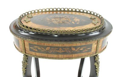 Lot 269 - A late Victorian bronzed and inlaid jardiniere stand with cover