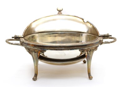 Lot 1 - Silver plated items to include, a 19th century warming dish with liner