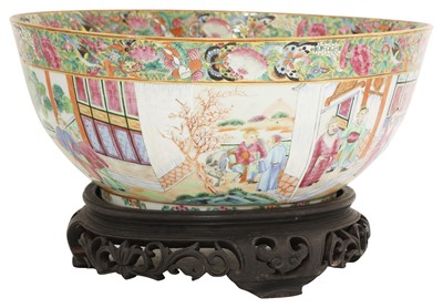 Lot 22 - A Chinese Canton enamelled famille rose punch bowl