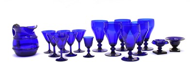 Lot 200 - A collection of late 19th century Bristol Blue glassware