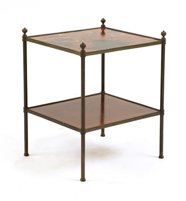 Lot 332 - A Japanned two tier side table