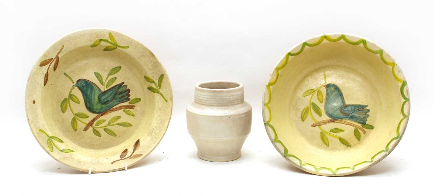 Lot 197 - A Fulham Pottery white glazed cylindrical vase