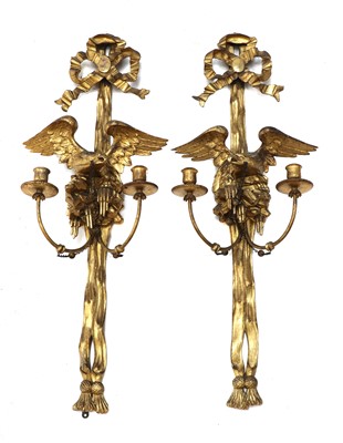 Lot 764 - A pair of carved giltwood wall sconces