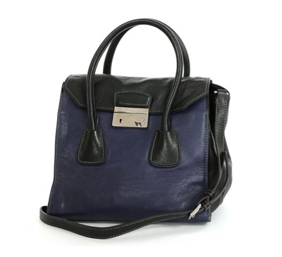 Lot 536 - A Prada blue and black leather flap bag
