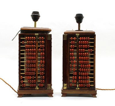 Lot 155 - A pair of 'Shanghai Club' abacus mounted table lights