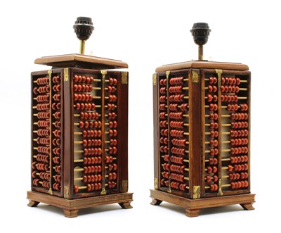 Lot 155 - A pair of 'Shanghai Club' abacus mounted table lights