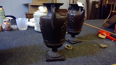Lot 156 - A pair of 'bronzed' classical urn table lights