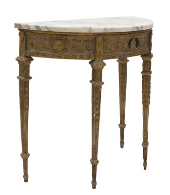 Lot 187 - A painted, giltwood and gesso demilune console table