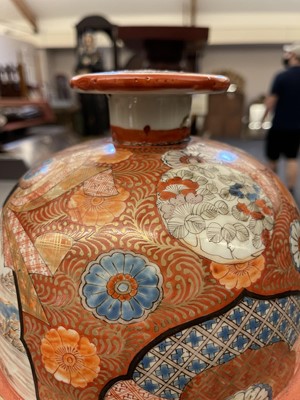 Lot 9 - A large pair of Imari vases and covers