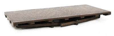Lot 743 - An oak apprentice piece trestle table