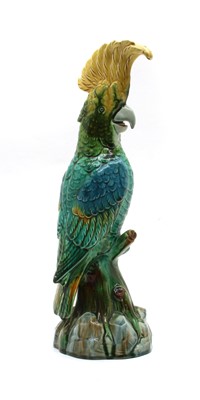 Lot 118 - A majolica cockatoo parrot