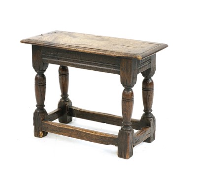 Lot 262 - A 17th century style oak joined stool