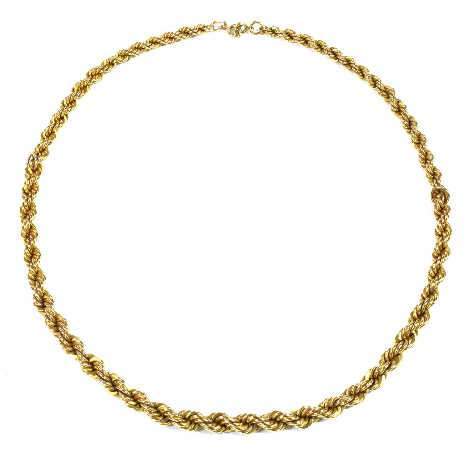 Lot 40 - A gold graduated rope link chain