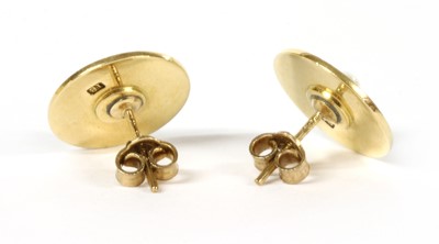 Lot 156 - A pair of gold pearl and guilloché enamel earrings