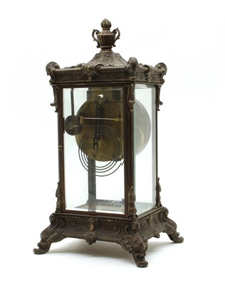Lot 187 - A cast four glass mantel clock