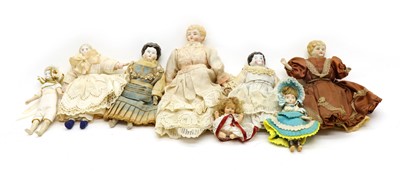 Lot 262 - A collection of small porcelain head dolls