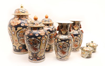 Lot 242 - A collection of modern Imari style vases