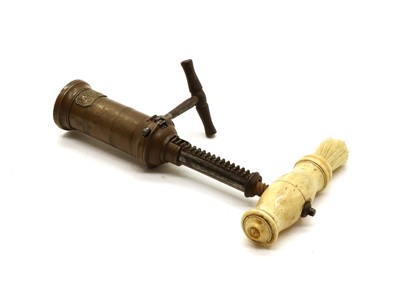 Lot 255 - A brass and ivory handled Thomason-type barrel corkscrew
