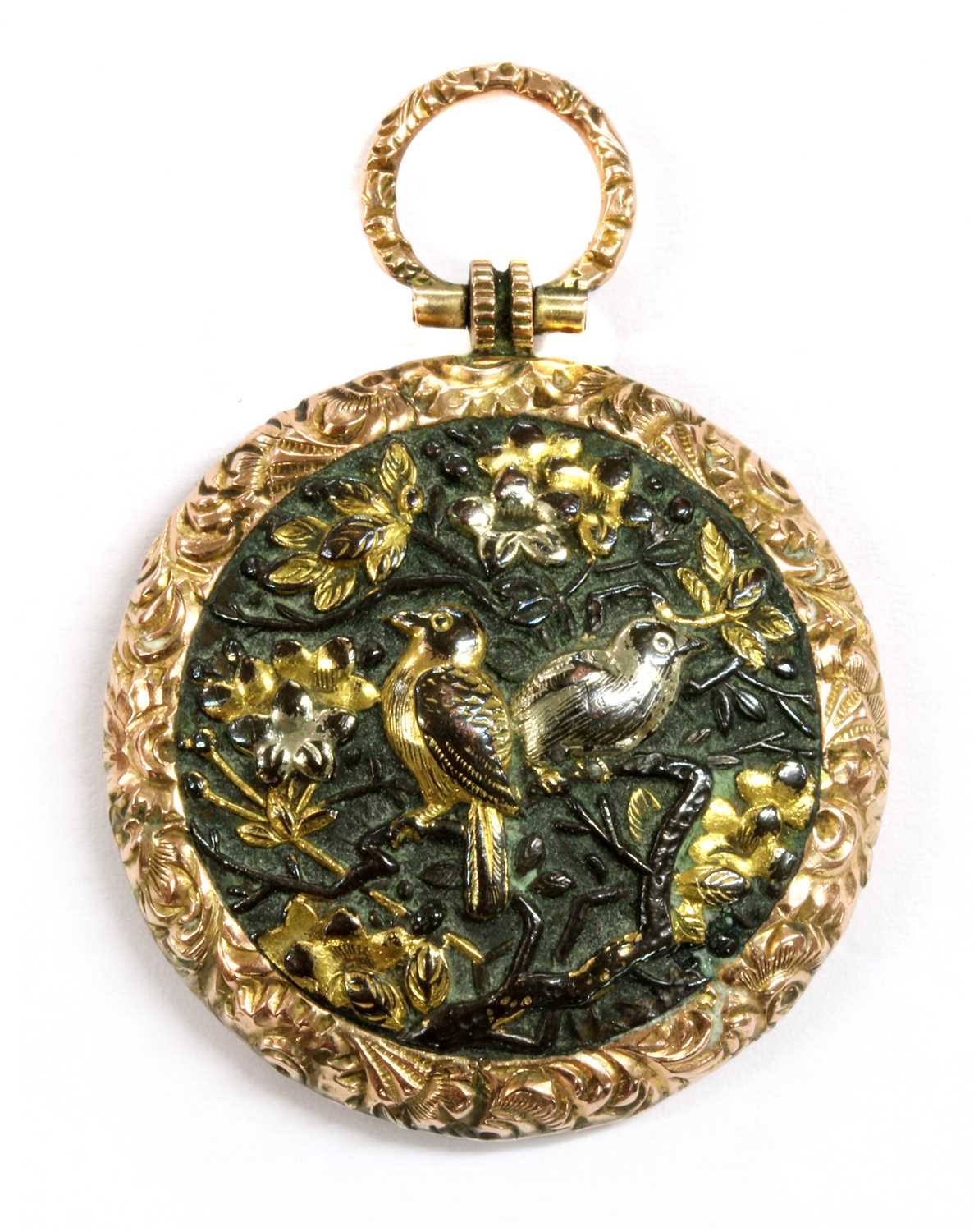 Lot 6 - A Victorian gold mounted shakudo memorial locket