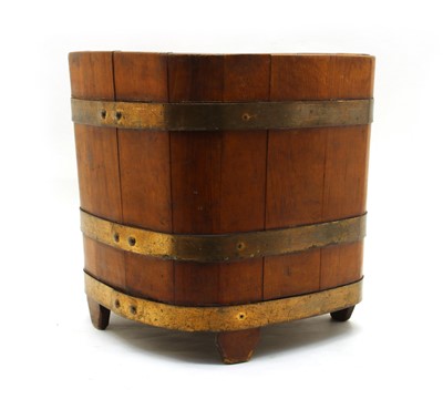 Lot 41 - A brass bound coopered oak barrel