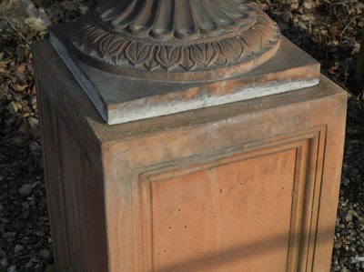 Lot 383 - A pair of terracotta garden urns