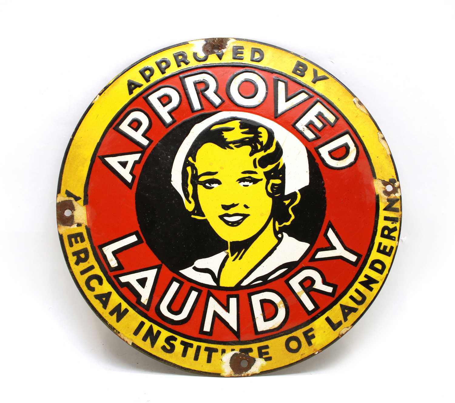 Lot 94 - A modern enamel advertising sign, Approve Laundry